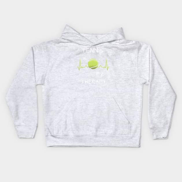 Tennis is my therapy heartbeat Kids Hoodie by Dogefellas